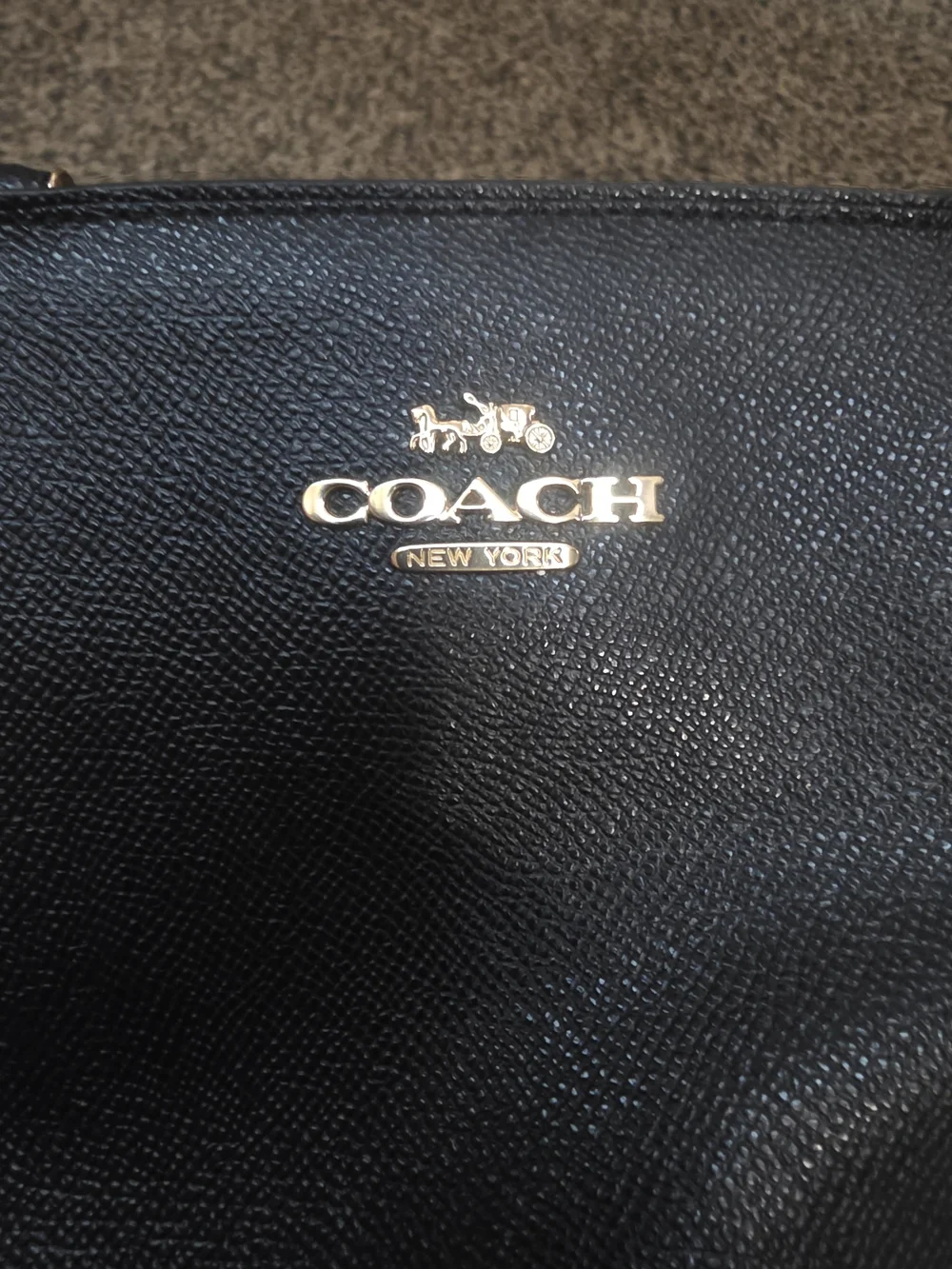 Coach Black Leather Dome Satchel with Gold Logo